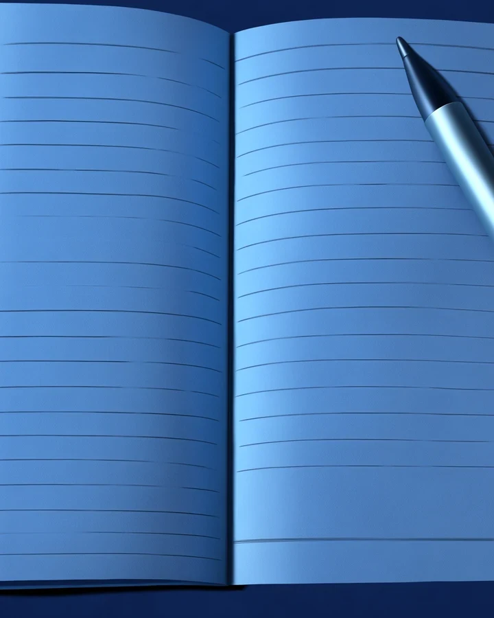 An open notebook beside a lens, illustrating a prompt read back from an image