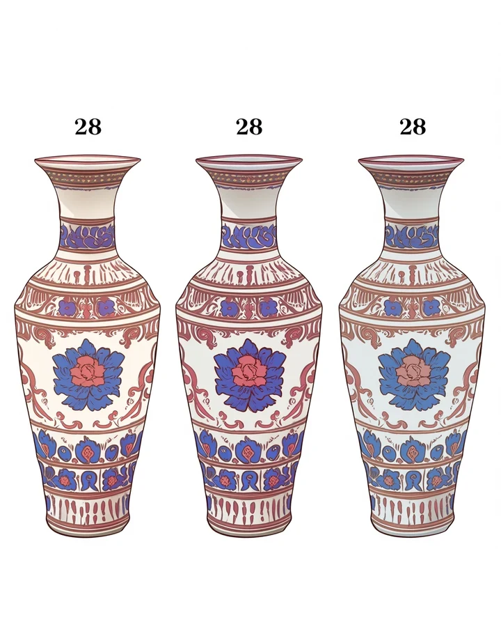 One vase rendered three times in three different art styles